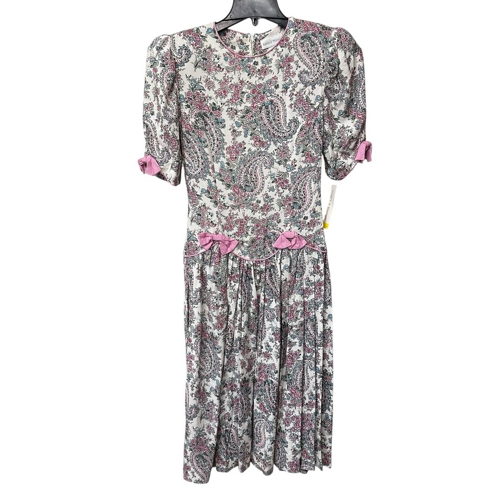 Vintage Paisley Print Midi‎ Short Sleeve Dress Women Sz 5/6 Prairie Cottagecore